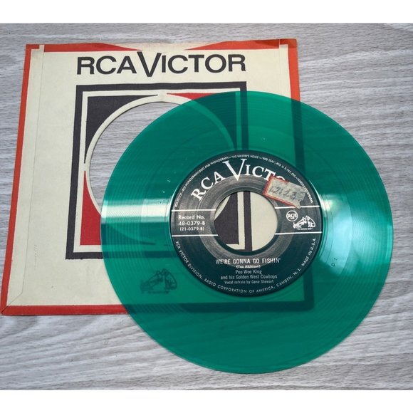 Pee Wee King Cincinnati Dancing Pig / We're Gonna Go Fishin 45 Green Vinyl - Picture 4 of 4